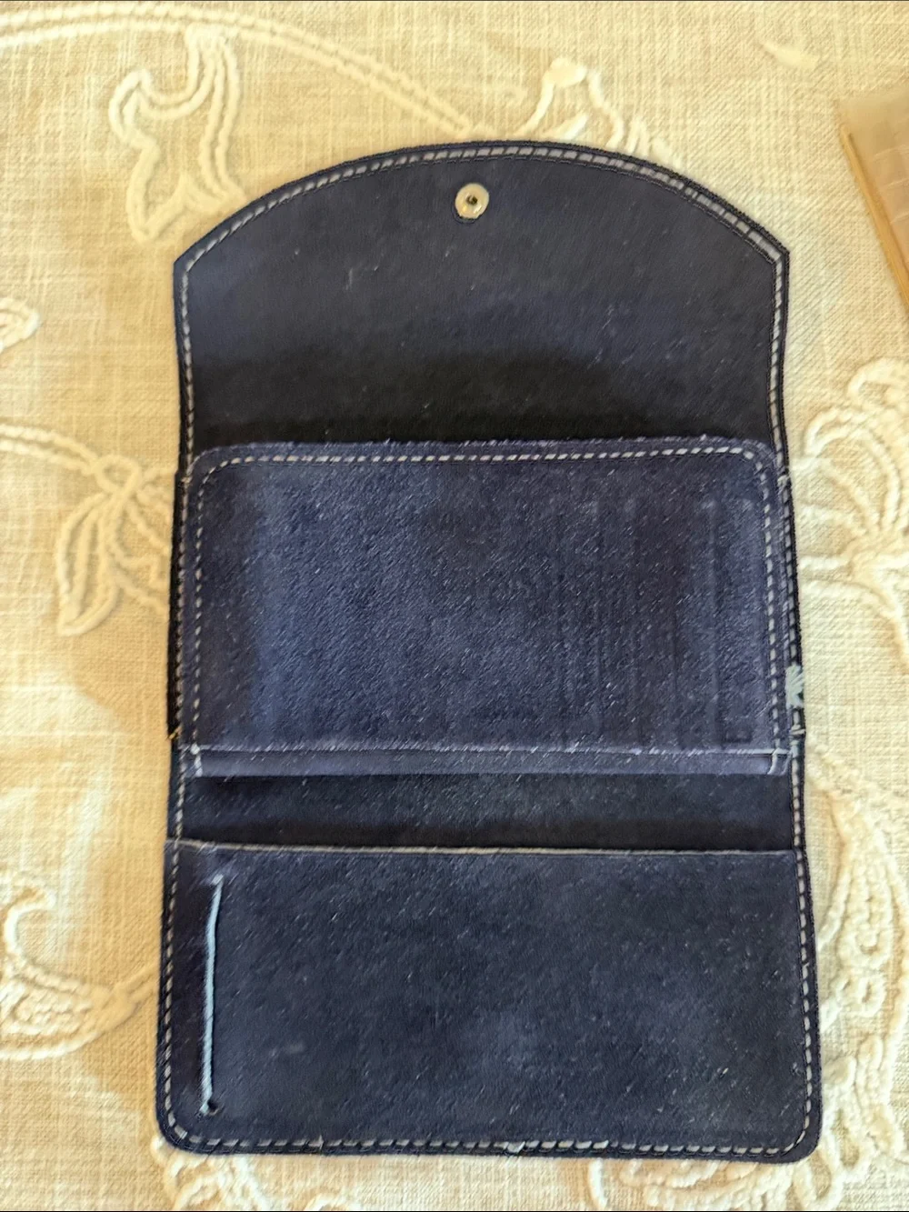 A. R. Buckskin Black Suede Envelope  Checkbook Wallet